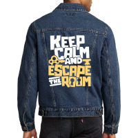 Keep Calm And Escape The Room - Escape Room Escape Game Men Denim Jacket | Artistshot