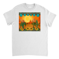 Western Sunset Cactus Sunflowers Gemstones Leopards Classic T-shirt | Artistshot