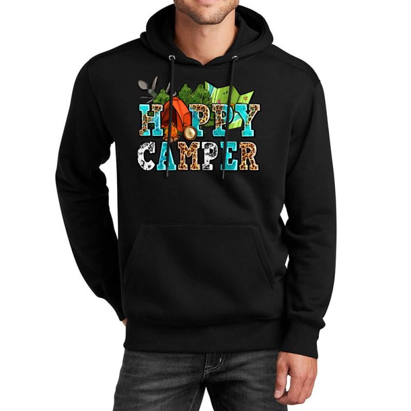 Happy Camper With Trees And Map Unisex Hoodie | Artistshot