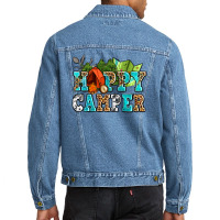 Happy Camper With Trees And Map Men Denim Jacket | Artistshot