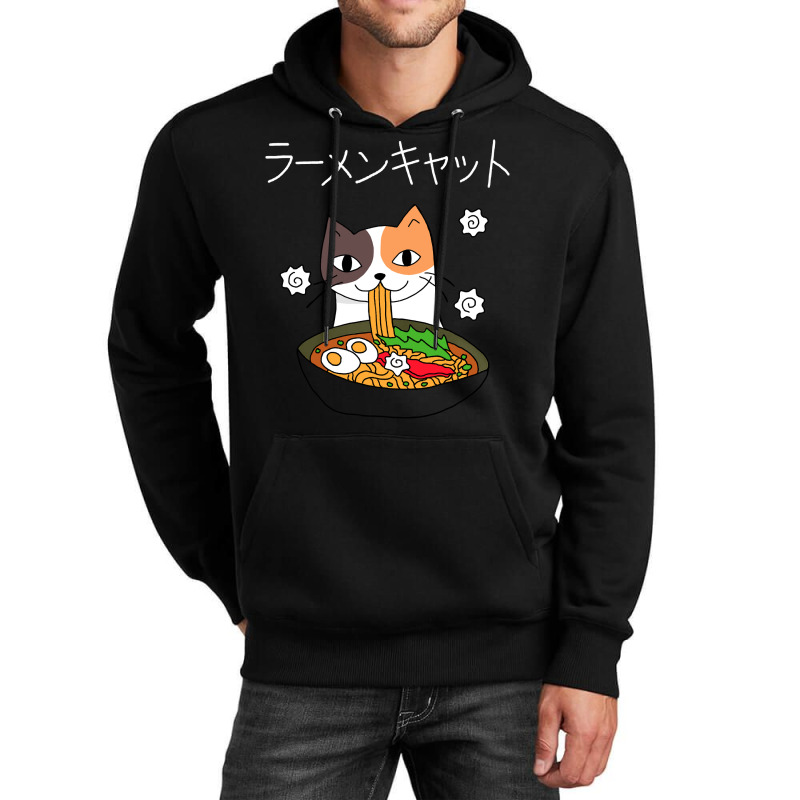 Ramen Cat (tortoiseshell, White Text) Unisex Hoodie by ClaytonPaulToquero | Artistshot