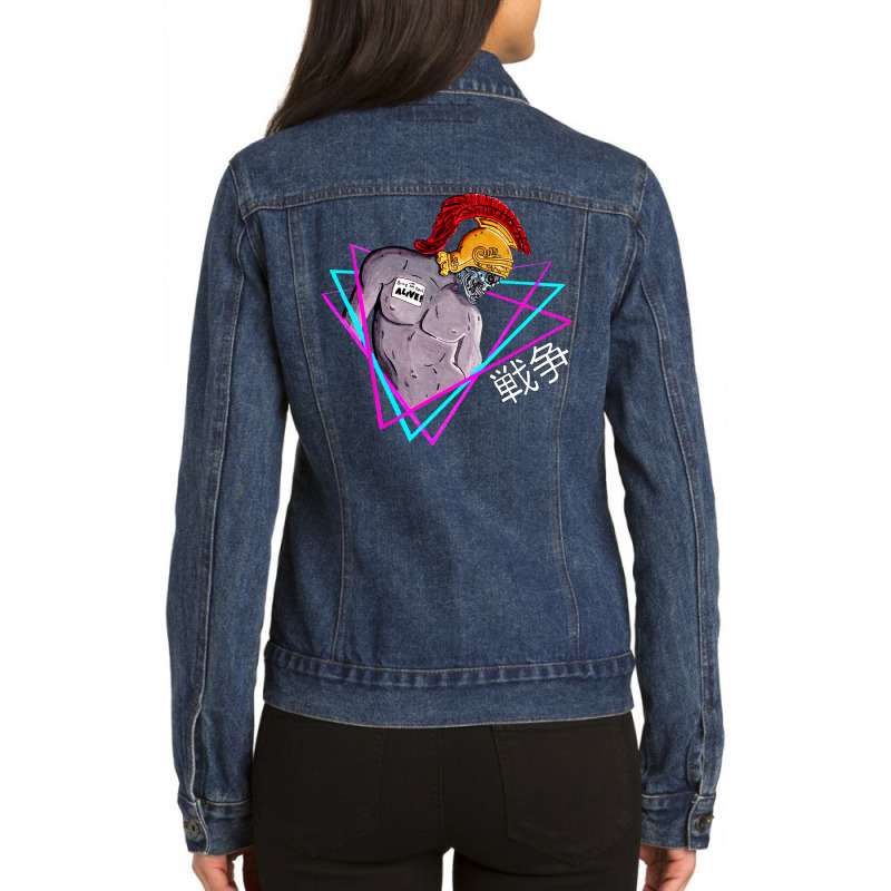 Cyborg Roman Soldier Vaporwave Ladies Denim Jacket by anunerazb | Artistshot