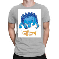 Dinosaur Playing Trumpet Funny Good Dinosaur Trumpet Lovers Cute Blue T-shirt | Artistshot