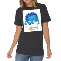 Dinosaur Playing Trumpet Funny Good Dinosaur Trumpet Lovers Cute Blue Vintage T-shirt | Artistshot