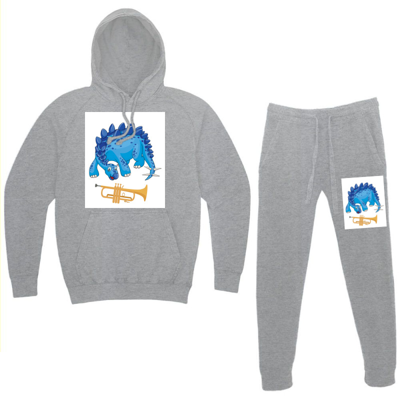 Dinosaur Playing Trumpet Funny Good Dinosaur Trumpet Lovers Cute Blue Hoodie & Jogger Set | Artistshot