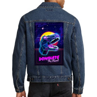 Electric Jurassic Rex   Dominate The Planet Men Denim Jacket | Artistshot