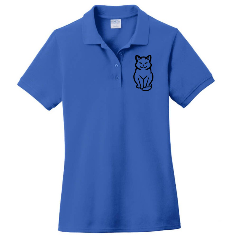 Chunky Cat Sitting Front Drawing Blank Ladies Polo Shirt by rinniujryy | Artistshot