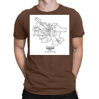 Oxford Ohio Road Map Art Blue Rivers And Dark Roads City Limits Style T-shirt | Artistshot