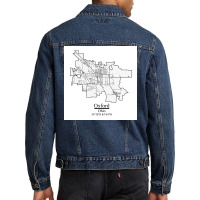 Oxford Ohio Road Map Art Blue Rivers And Dark Roads City Limits Style Men Denim Jacket | Artistshot