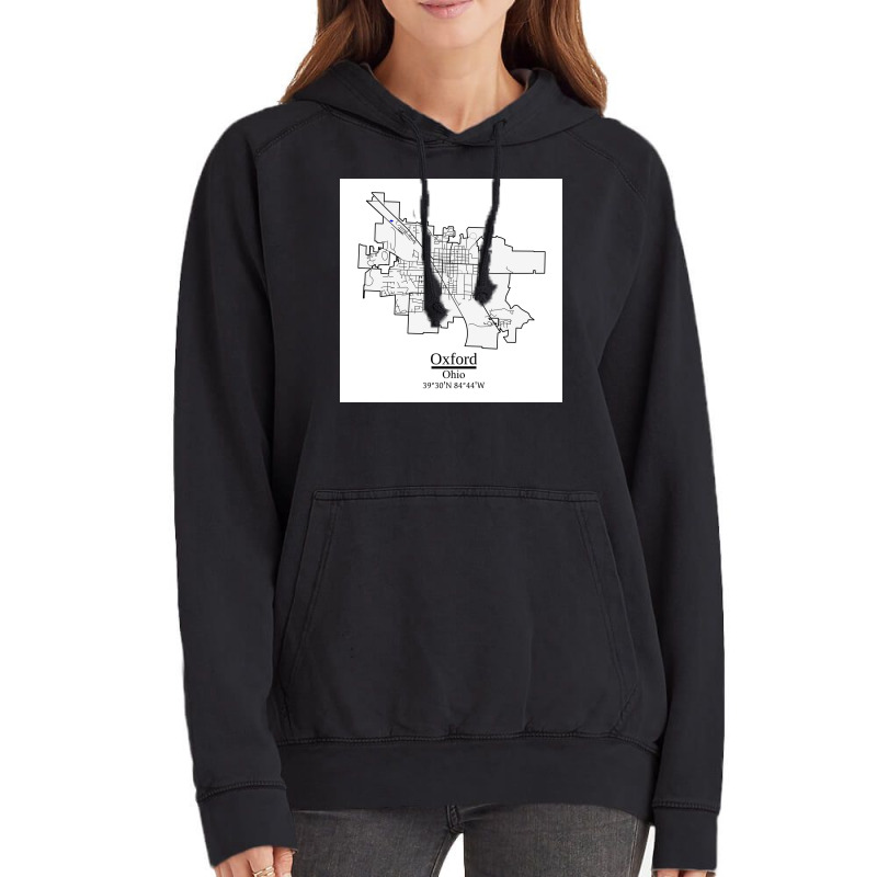 Oxford Ohio Road Map Art Blue Rivers And Dark Roads City Limits Style Vintage Hoodie | Artistshot