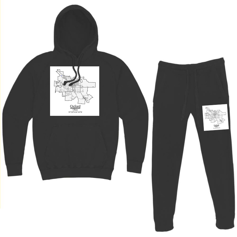 Oxford Ohio Road Map Art Blue Rivers And Dark Roads City Limits Style Hoodie & Jogger Set | Artistshot