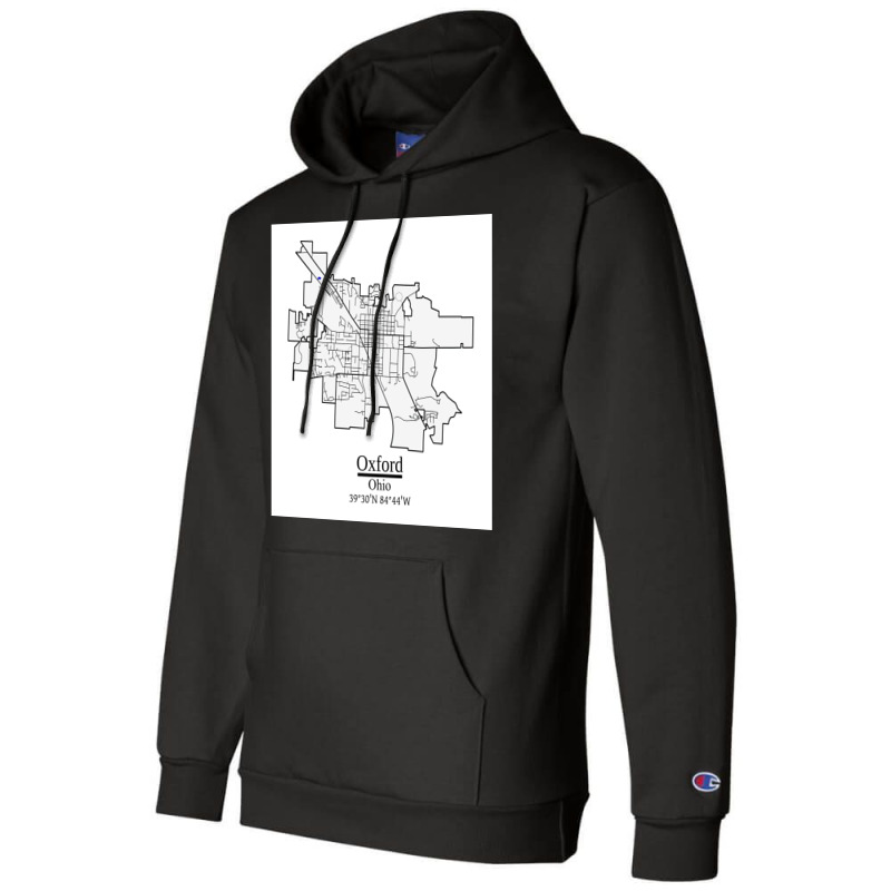 Oxford Ohio Road Map Art Blue Rivers And Dark Roads City Limits Style Champion Hoodie | Artistshot