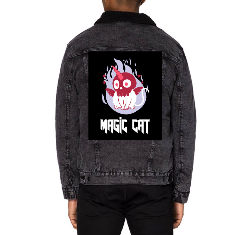 Magic Cat Poster Nature Unisex Sherpa-Lined Denim Jacket by gooyelusvi7 | Artistshot