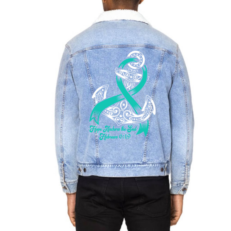 Myasthenia Gravis Awareness  Hope Anchors The Soul Unisex Sherpa-lined Denim Jacket | Artistshot