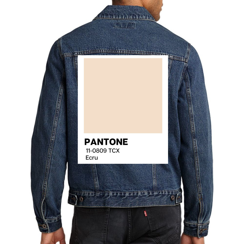 Pantone Ecru  Nature Men Denim Jacket | Artistshot