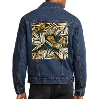 Trend Pattern With Tropical Leaves Plants  Retro Quote Men Denim Jacket | Artistshot