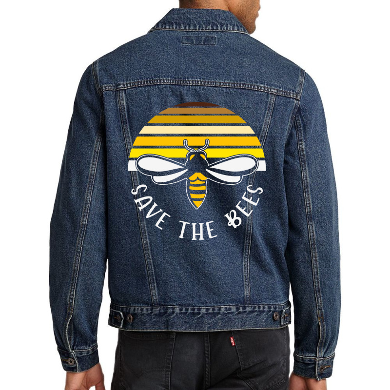 Retro Vintage Bumble Bee Save The Bees Men Denim Jacket | Artistshot