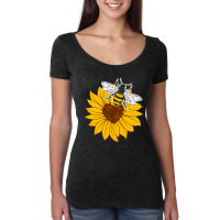 Sunflower Bee Bumble Bee Women's Triblend Scoop T-shirt | Artistshot