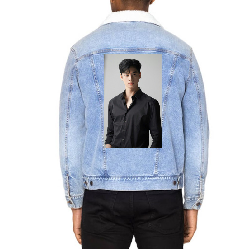 Cha Eunwoo   Handsome Photoshoot Unisex Sherpa-Lined Denim Jacket by mannoakciu | Artistshot