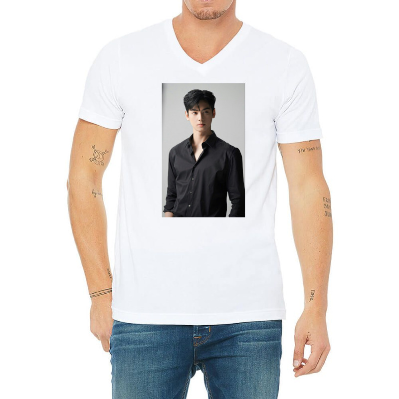 Cha Eunwoo   Handsome Photoshoot V-Neck Tee by mannoakciu | Artistshot