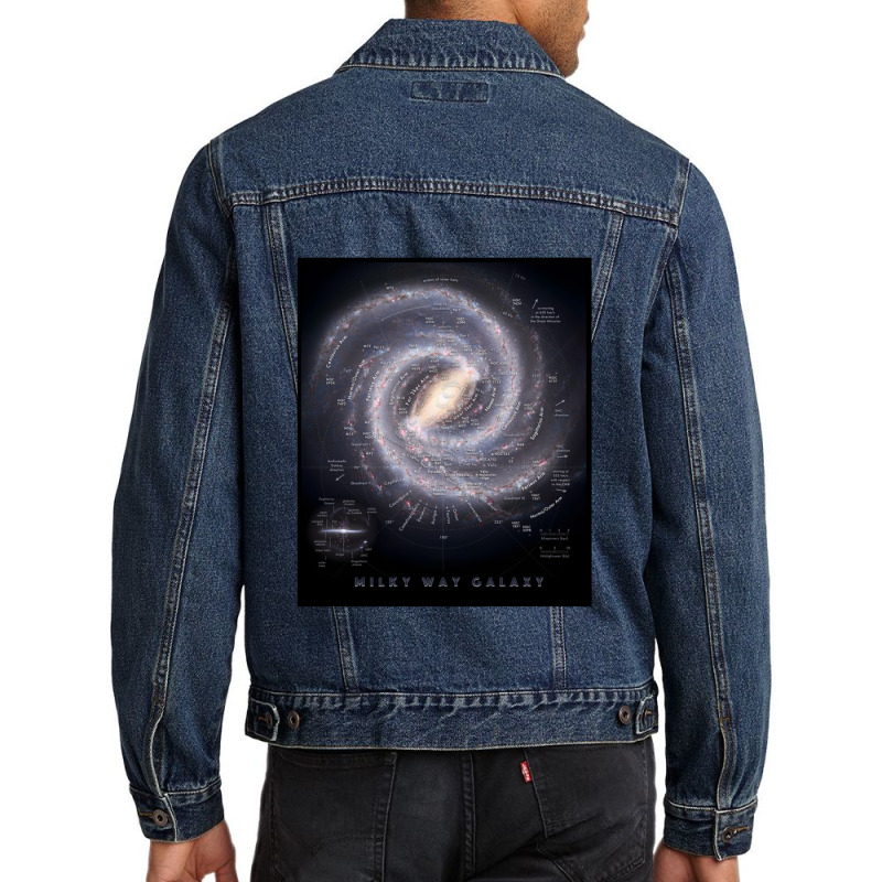 Milky Way Galaxy Map Hd Men Denim Jacket by AllenSCrowley | Artistshot