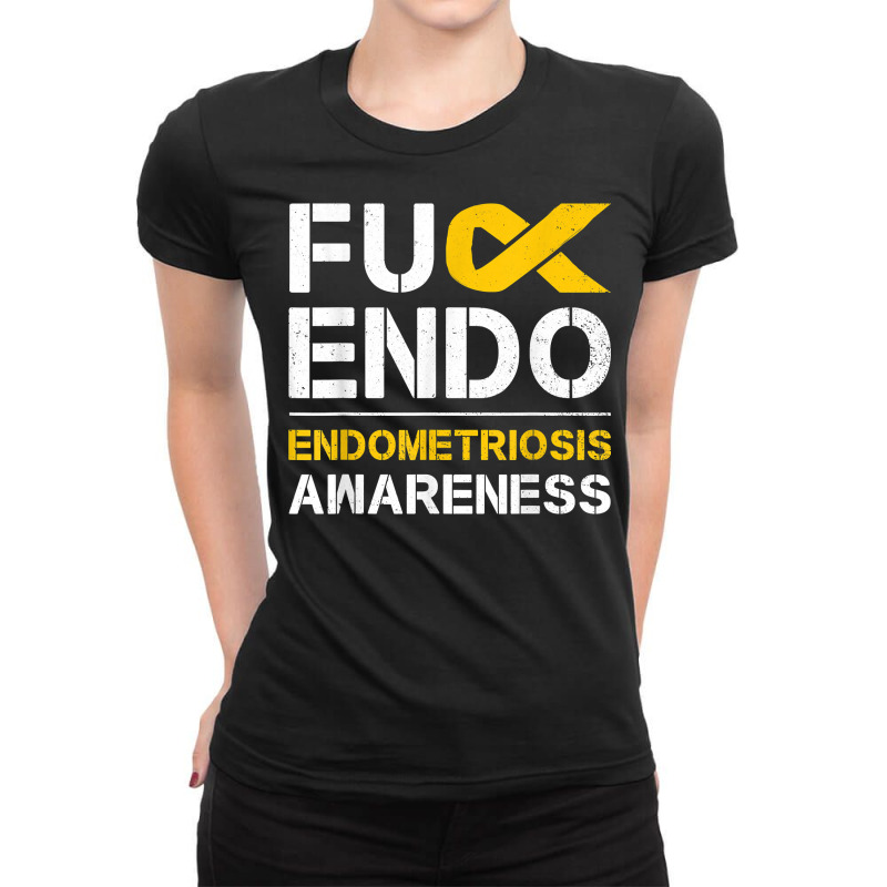 Fuck Endo Endometriosis Awareness Month Endo Support Ribbon T Shirt Ladies Fitted T-Shirt by tamkyfashions | Artistshot