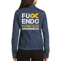 Fuck Endo Endometriosis Awareness Month Endo Support Ribbon T Shirt Ladies Denim Jacket | Artistshot