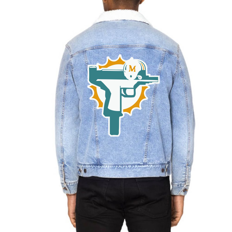 Miami Gun Dolphin Unisex Sherpa-lined Denim Jacket | Artistshot