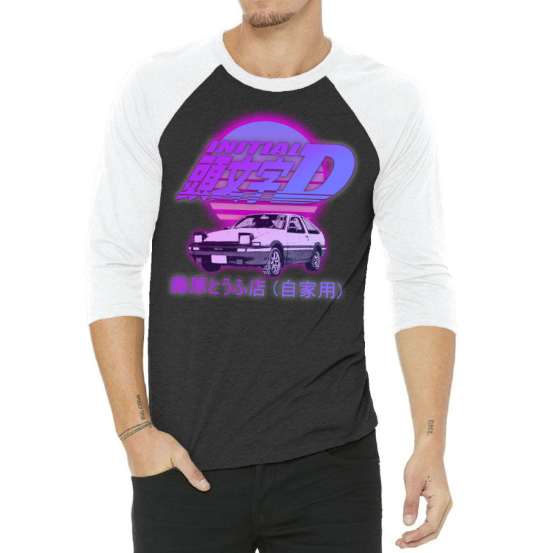 Initial D Ae86 Retro Synthwave 3/4 Sleeve Shirt by pernerdhiwary | Artistshot