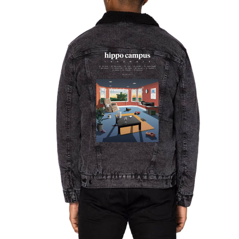 Hippo Campus   Landmark (2017) Music Album Cover Poster Unisex Sherpa-lined Denim Jacket | Artistshot