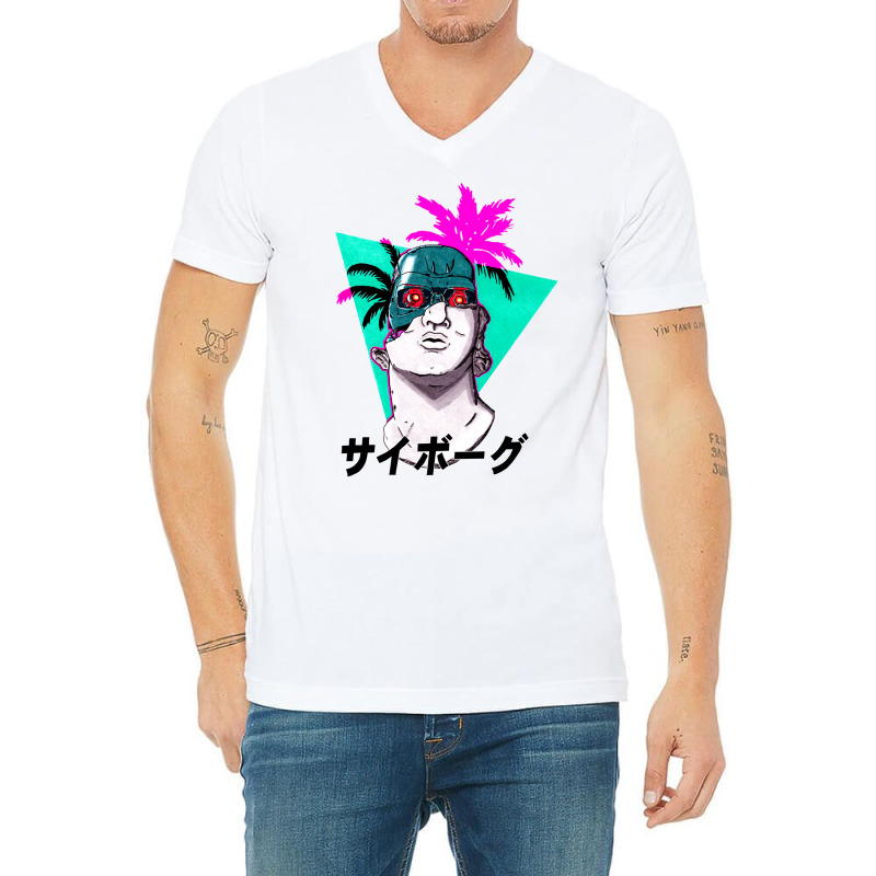 Greek Bust Cyborg Vaporwave V-Neck Tee by camojafurxhiv | Artistshot