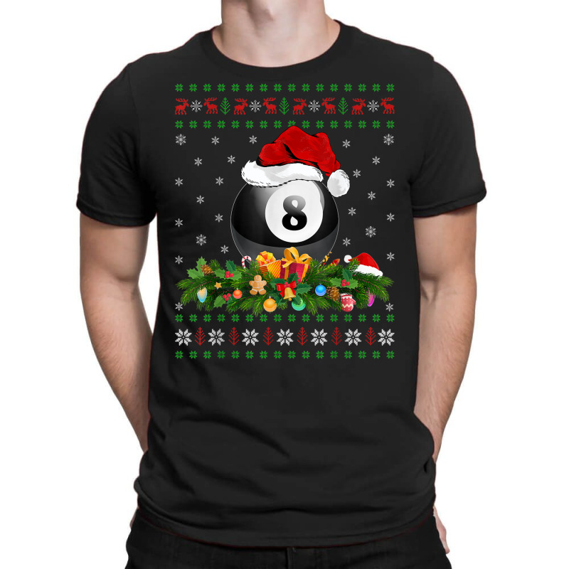 Billiards Sports Lover Xmas Santa Ugly Billiards Christmas T Shirt T-shirt | Artistshot