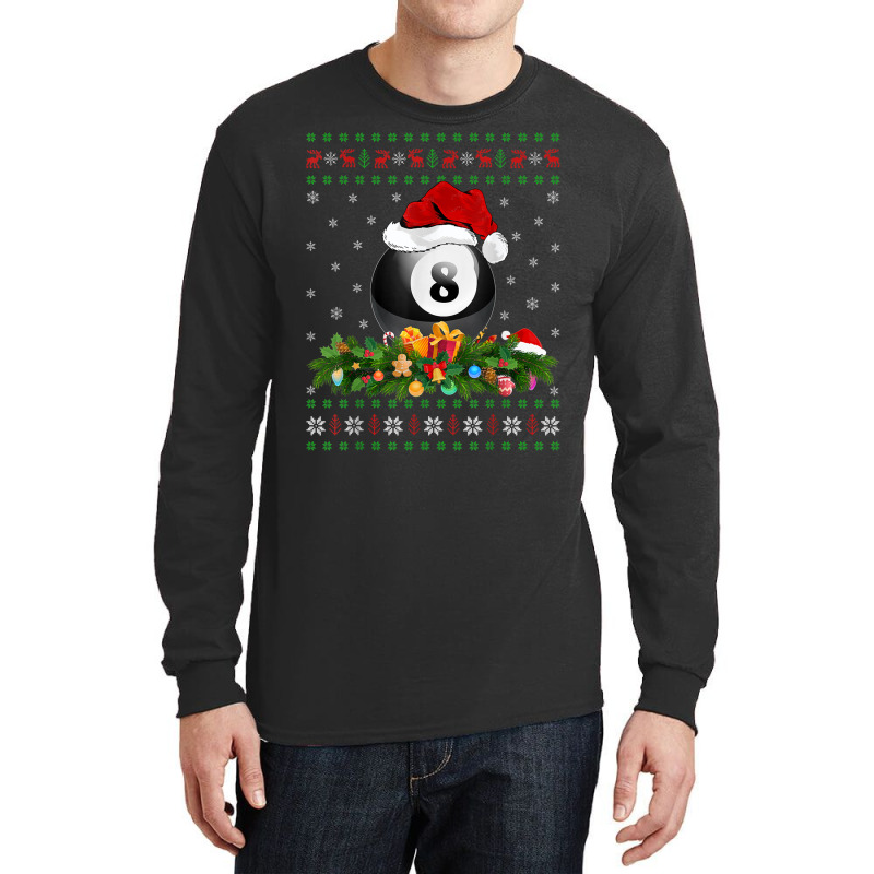 Billiards Sports Lover Xmas Santa Ugly Billiards Christmas T Shirt Long Sleeve Shirts | Artistshot