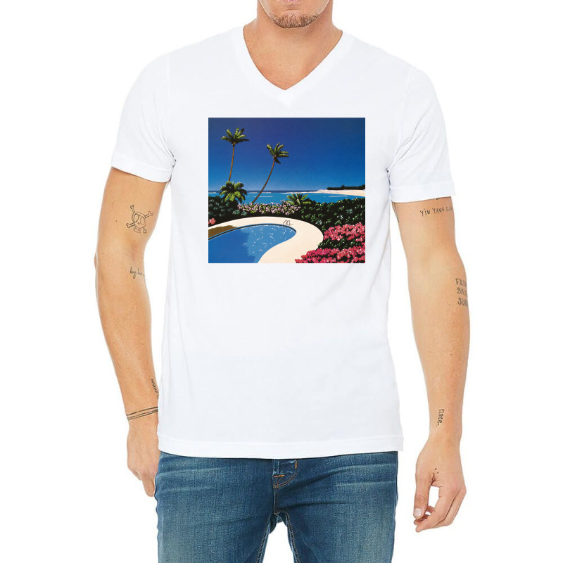 Hiroshi Nagai Art Print Poster Vaporwave Aesthetic Wallpaper V-neck Tee | Artistshot