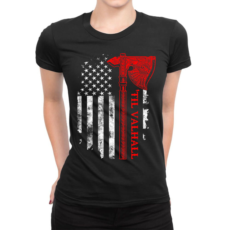 Trending American Viking Axe Flag Ladies Fitted T-Shirt by Sizemore Adame | Artistshot