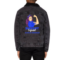 Support Squad Blue Warrior Alopecia Awareness Women Unisex Sherpa-lined Denim Jacket | Artistshot