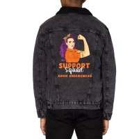 Support Squad Orange Warrior Adhd Awareness Women Unisex Sherpa-lined Denim Jacket | Artistshot