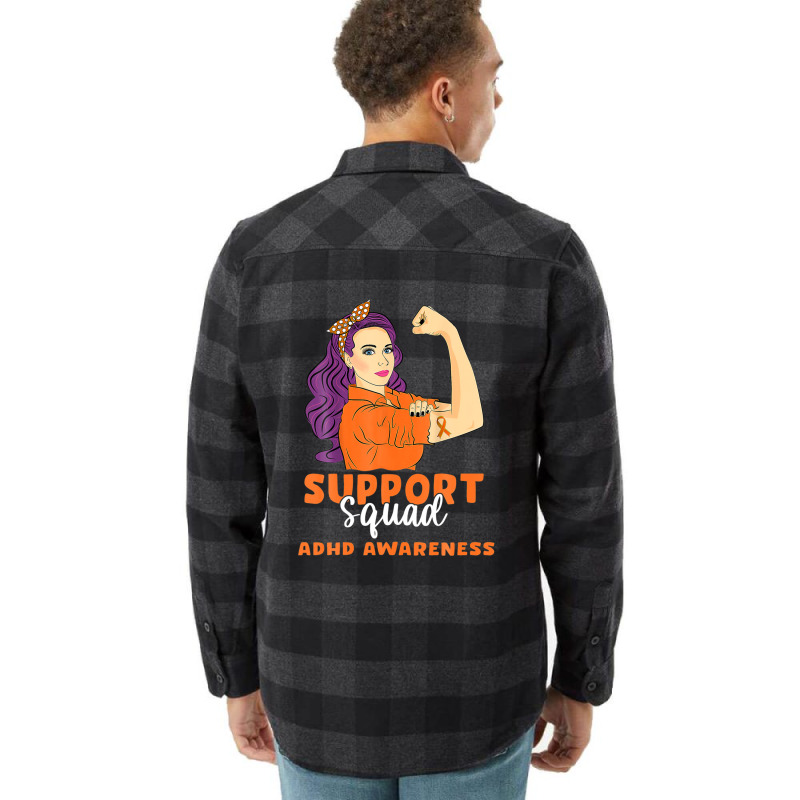 Support Squad Orange Warrior Adhd Awareness Women Flannel Shirt | Artistshot