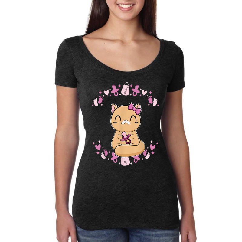 Exotic Shorthair Cat Anime Kitten Baby Soother T Shirt Women's Triblend Scoop T-shirt by shmonotpv4s | Artistshot