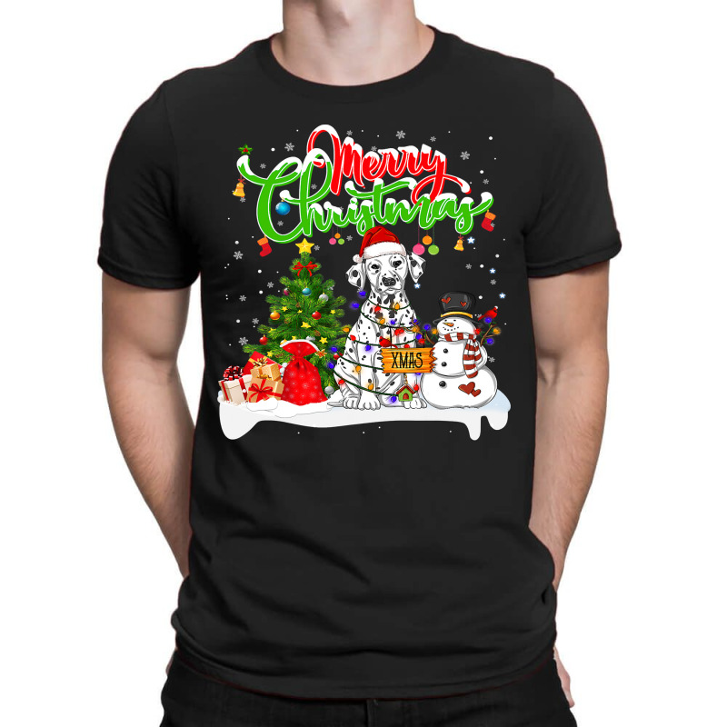 Dalmatian Dog Xmas Lighting Matching Santa Dalmatian Dog Wearing Chris T-Shirt by AURRADILLARD | Artistshot