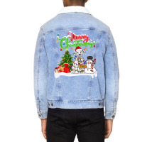 Dalmatian Dog Xmas Lighting Matching Santa Dalmatian Dog Wearing Chris Unisex Sherpa-lined Denim Jacket | Artistshot