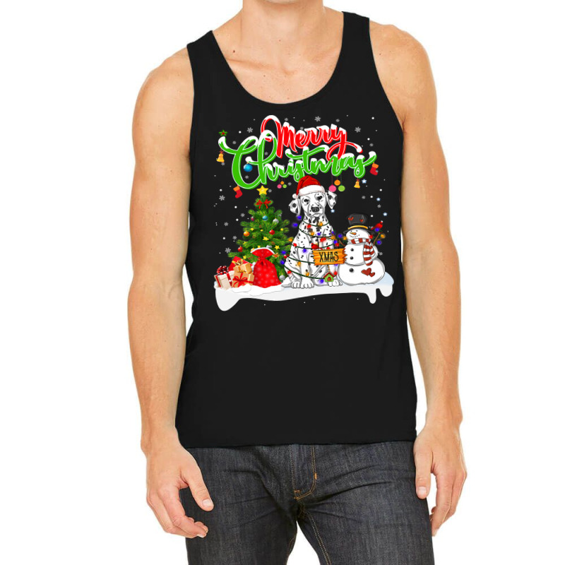 Dalmatian Dog Xmas Lighting Matching Santa Dalmatian Dog Wearing Chris Tank Top by AURRADILLARD | Artistshot