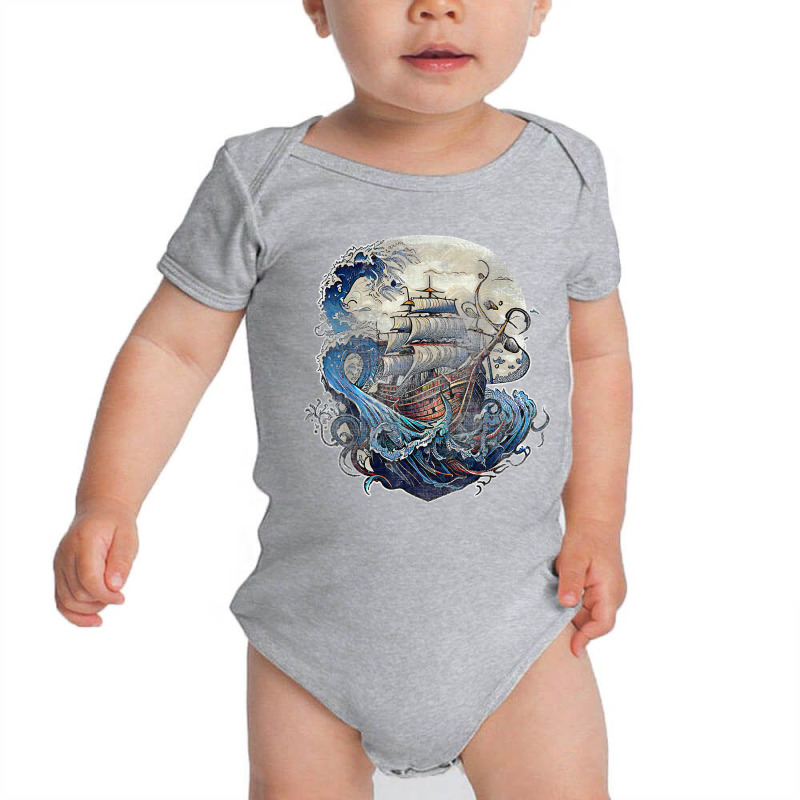 Giant Octopus Pirate Vintage Kraken Ship Sailing Squid T Shirt Baby Bodysuit | Artistshot