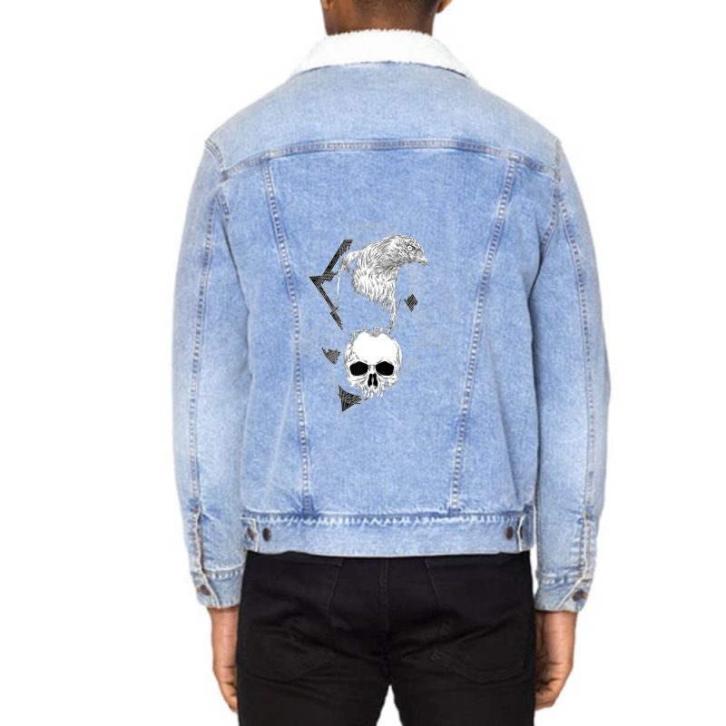 Hot Trend Crow Raven Norse Skull Viking Style For Vikings Lover Unisex Sherpa-Lined Denim Jacket by Sizemore Adame | Artistshot