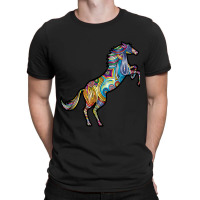 Hot Trend Colourful Jumping Horse In Stripy Pattern Design T-shirt | Artistshot