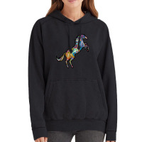 Hot Trend Colourful Jumping Horse In Stripy Pattern Design Vintage Hoodie | Artistshot