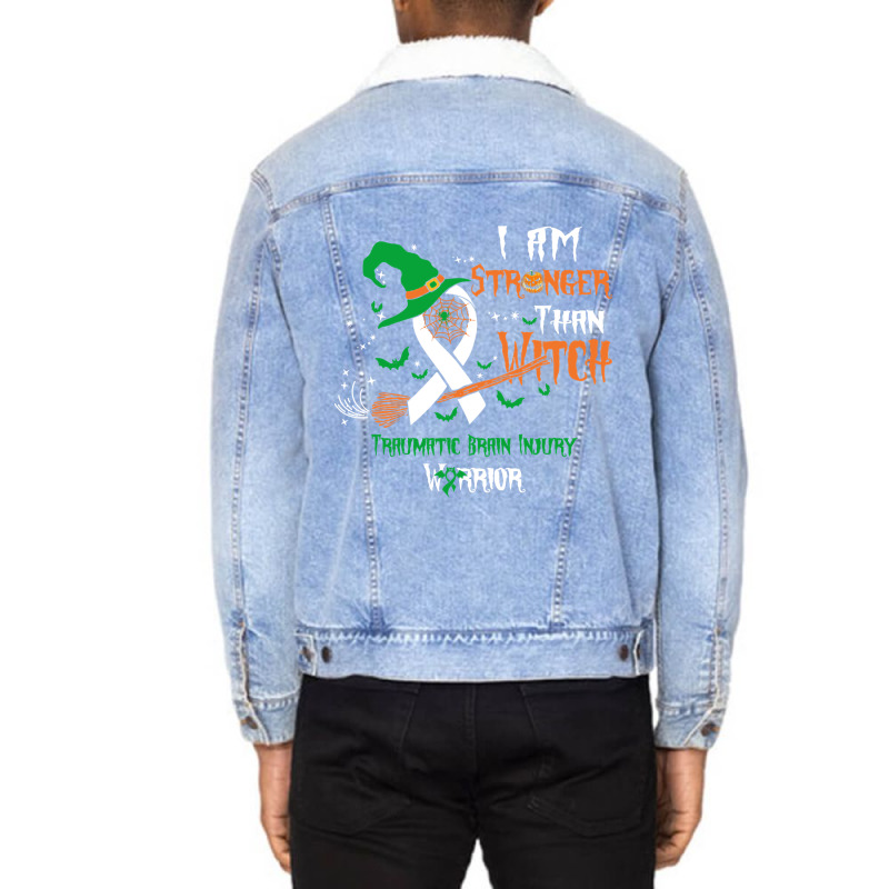 Hot Trend Traumatic Brain Injury Awareness I Am Stronger Than Witch Unisex Sherpa-lined Denim Jacket | Artistshot