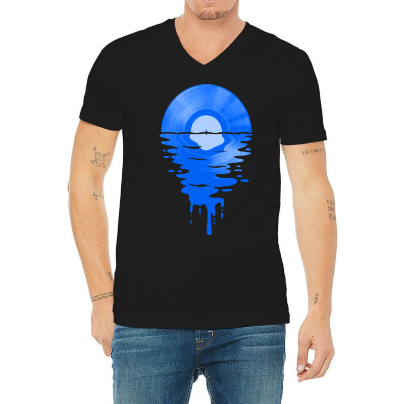 Limited Edition Cool Music Vinyl Record Retro Blue V-Neck Tee by Ledford Leslie | Artistshot