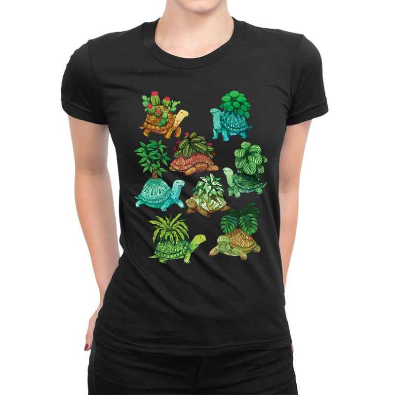 Limited Edition Turtle Plants Ladies Fitted T-Shirt by greggjvandervor | Artistshot