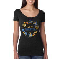 Happy Hanukkah Design Menorah Lights Family Matching T Shirt Women's Triblend Scoop T-shirt | Artistshot